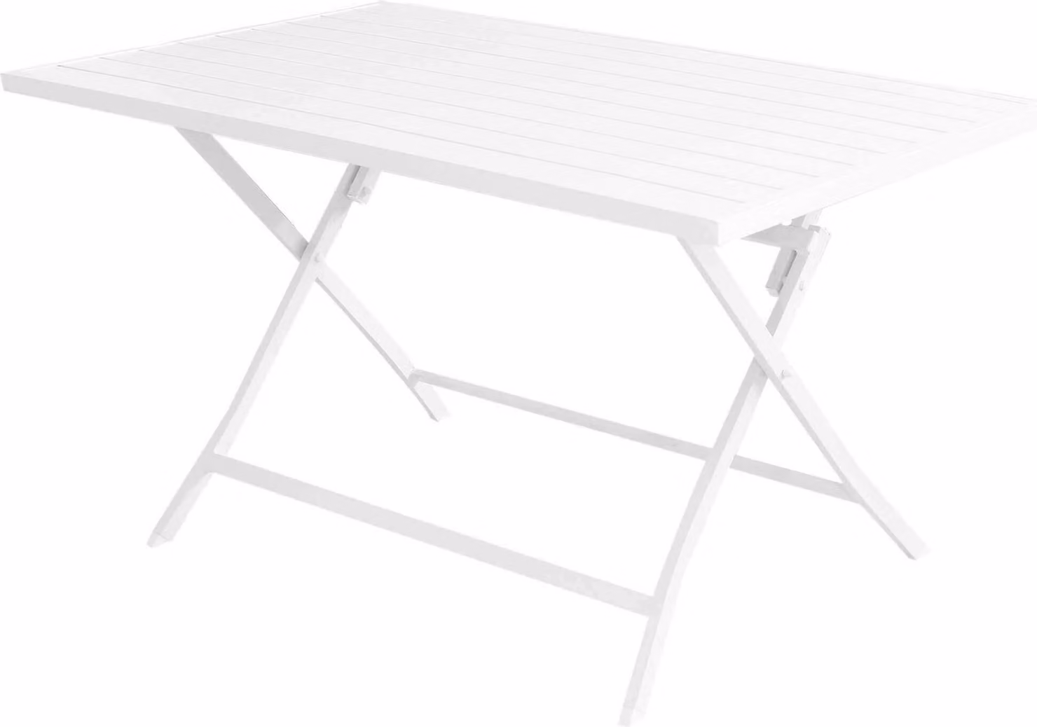Milani Home - tavolo da giardino pieghevole, alluminio, pieghevole salvaspazio, 6 posti, bianco, piano 77 x 130 cm
