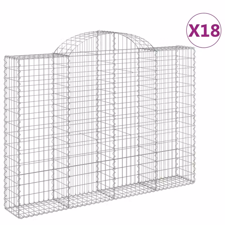Cesti Gabbioni ad Arco 18 pz 200x30x140/160 cm Ferro Zincato