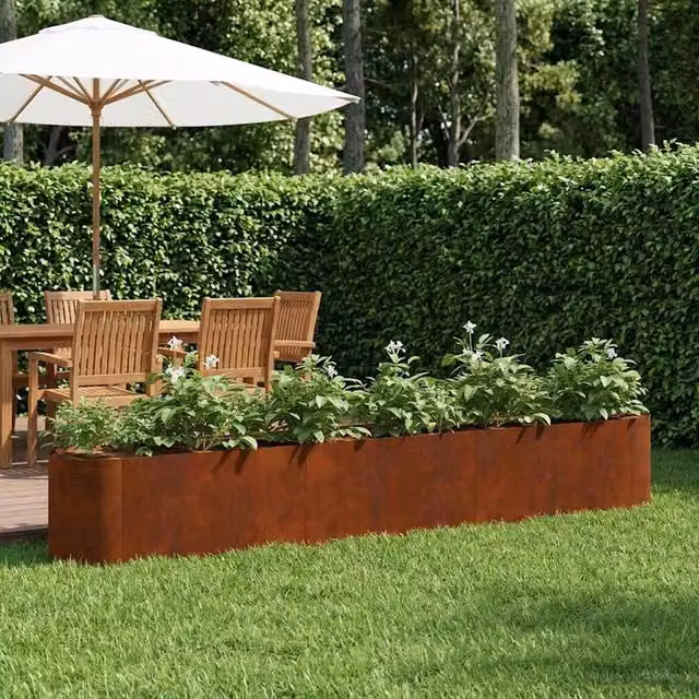 Letto rialzato da giardino vidaXL in acciaio Corten marrone L: 280 cm, P: 40 cm, H: 40 cm