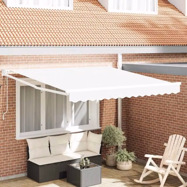 Tenda retrattile Bianco 350 x 250 cm Poliestere e Metallo 3330366