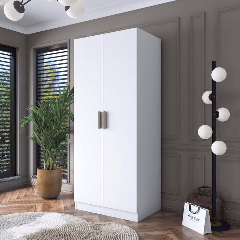 Skye Decor, armadio di alta qualità, bianco, 90x210x57,5 cm, 100% melaminico