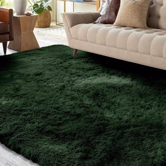 Tappeto moderno XSIVOD verde, L: 140 cm, P: 200 cm, con superficie antiscivolo per salotto e cameretta dei bambini