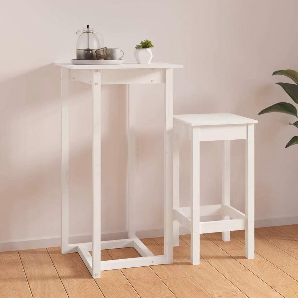 Maison Exclusive - Tavolino da bar bianco 60x60x110 cm in legno massello di pino