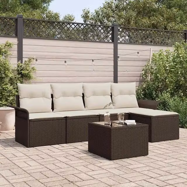 Set Divano da Giardino 6 pz Marrone polyrattan 3353997
