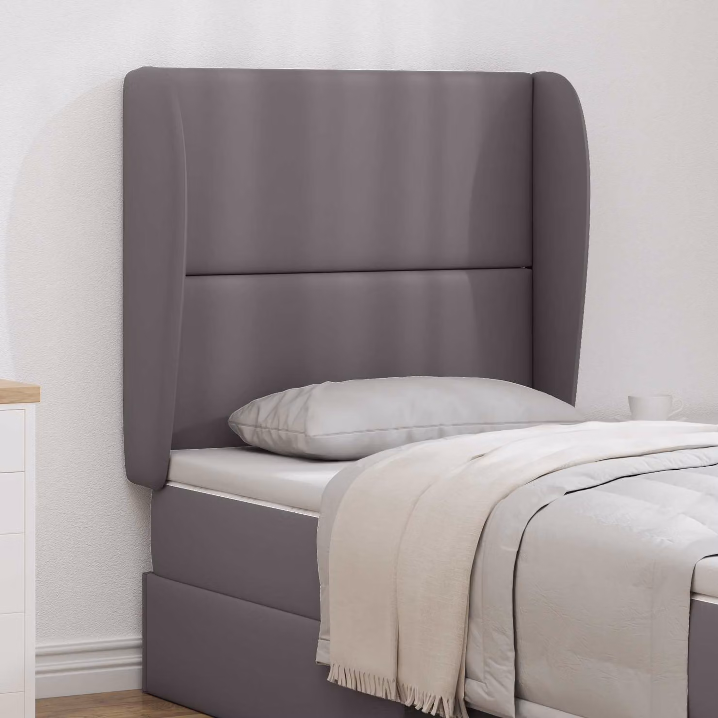 Testata del letto vidaXL in ecopelle grigia con design moderno, L 80 x P 23 x H 6 cm