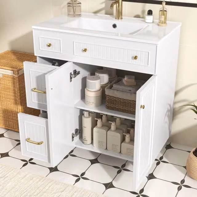 Mobile bagno REDOM bianco in MDF con lavabo in ceramica L: 81,7 cm