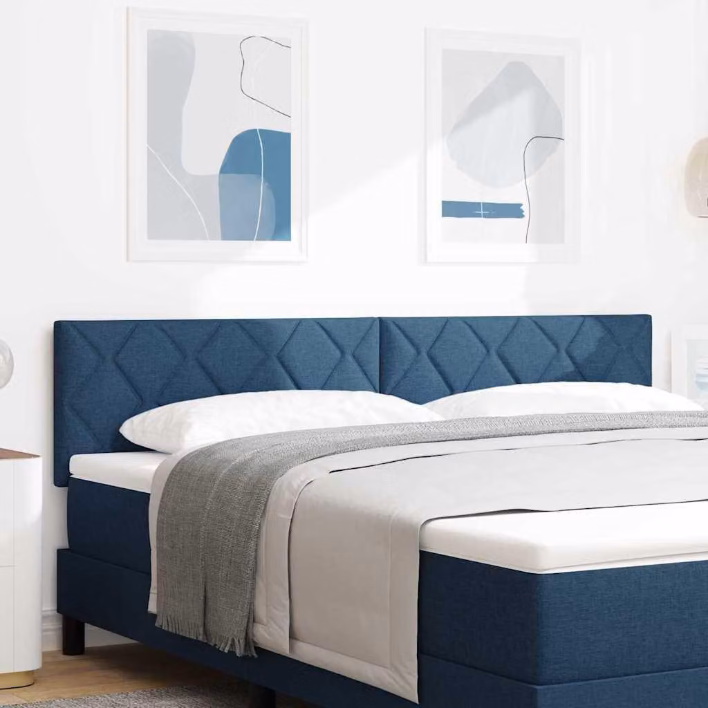 Testata letto LED, colore blu, 180 cm, rivestita in tessuto
