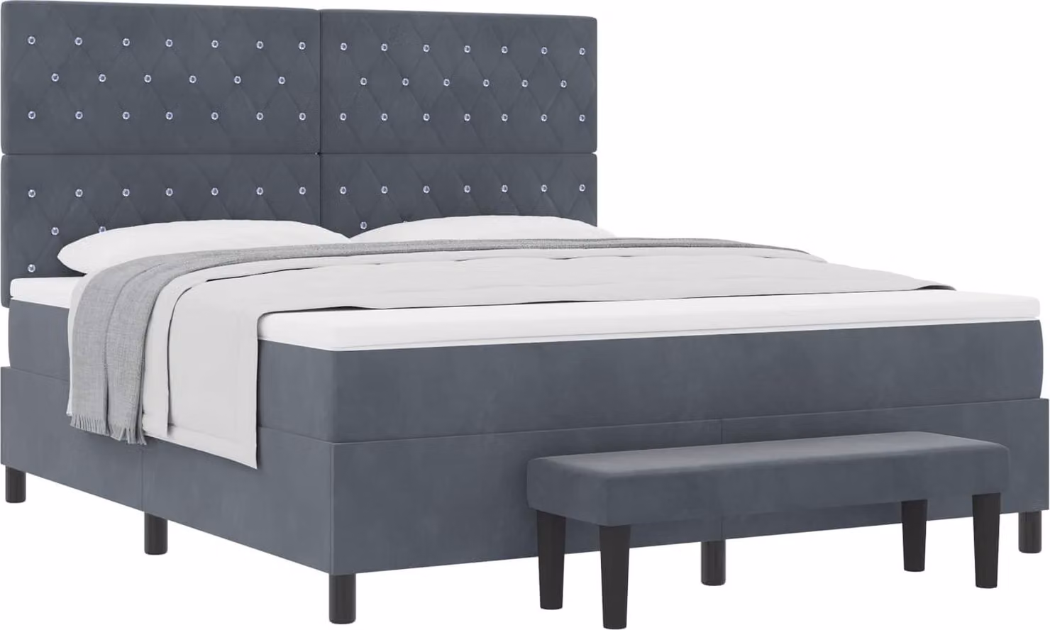 Letto a molle con testiera Grigio scuro 200 x 180 cm Velluto