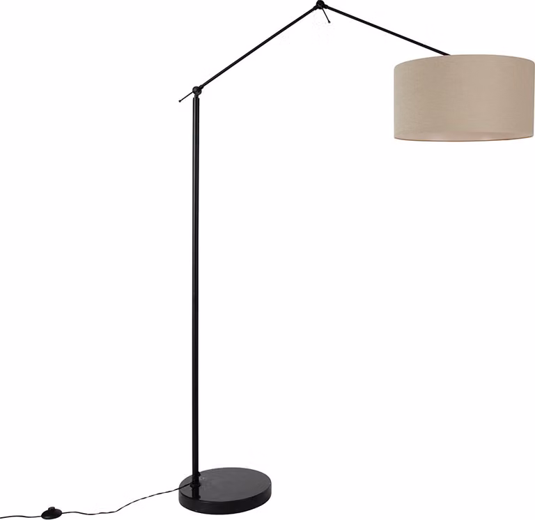Lampada da terra nera con paralume marrone chiaro, 50 cm, regolabile, EdiTor
