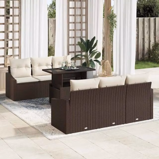 Set Divano da Giardino 7 pz Marrone polyrattan 3357661