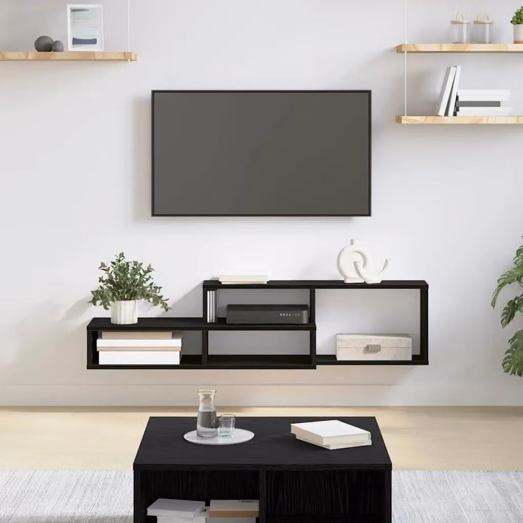 Supporto per TV da parete vidaXL in legno ingegnerizzato nero L 120 cm x P 25 cm x H 28,5 cm