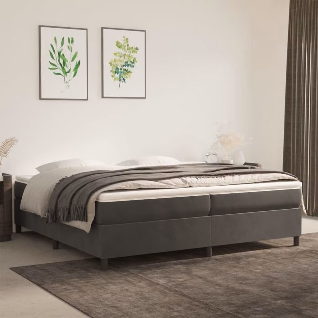 The Living Store Letto a molle insacchettate grigio scuro 200x200 cm in velluto