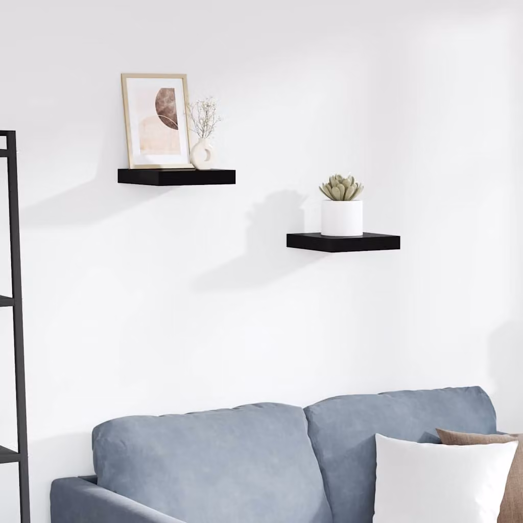 Set di 2 Scaffali a Parete vidaXL in MDF Nero Lucido L: 23 cm, P: 23,5 cm, H: 3,8 cm