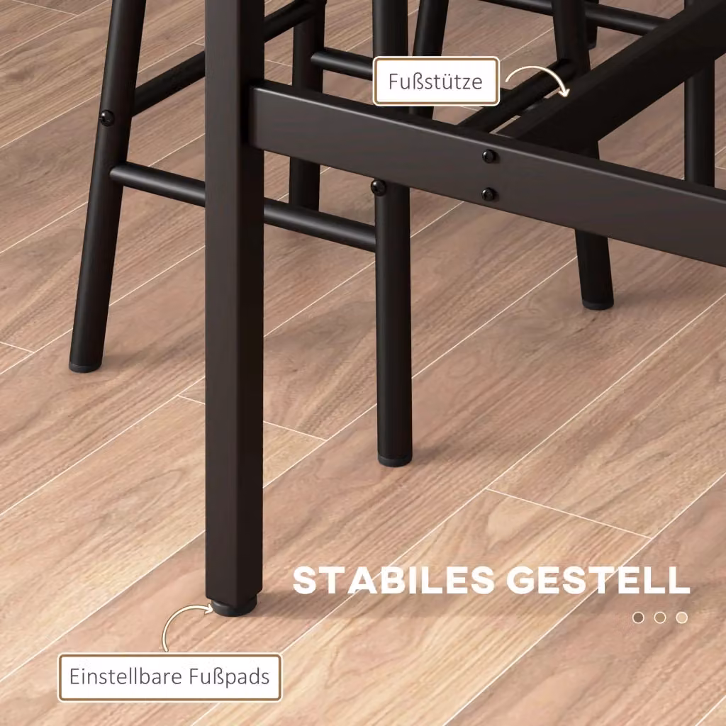 Set Tavolo Bar REDOM con 2 Sgabelli in Stile Industrial, Colore Marrone e Nero, L/P/H: 105 x 40 x 90 cm – 2
