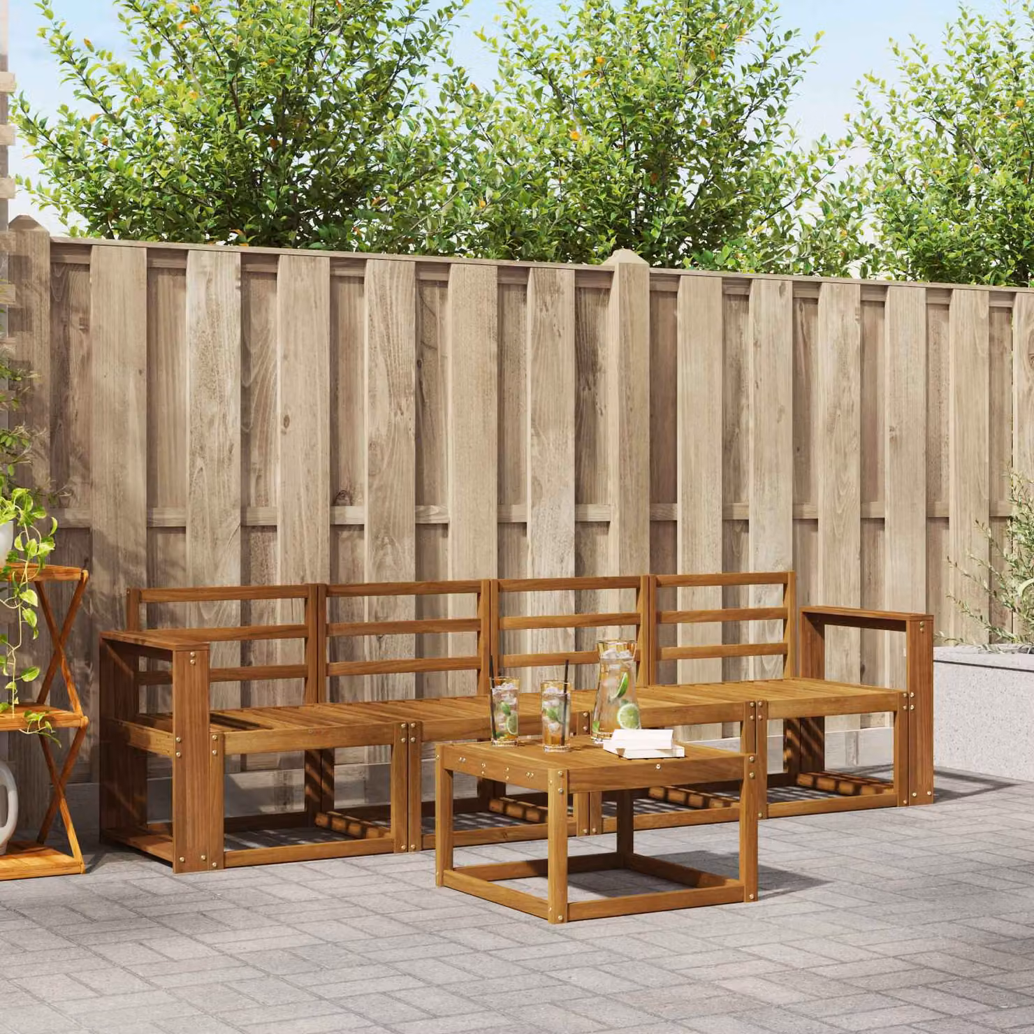 vidaXL Set di divani da esterno 5 pz Naturale