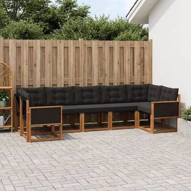 Set di divani da esterno 7 pz Naturale e Nero 3382184