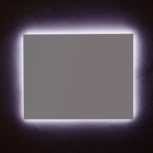 Specchio da bagno moderno IPERBRIKO con illuminazione LED, rettangolare, colore grigio, L: 90 cm, H: 70 cm