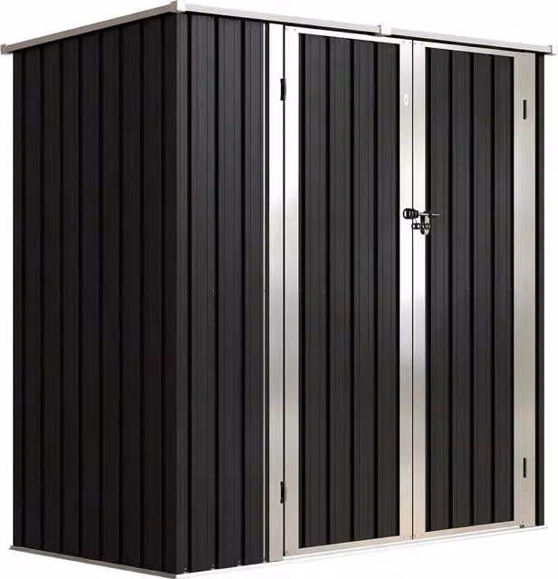 Outsunny Capanno da Giardino Esterno Metallico 1,37 m² 163x89x163 cm con Tetto Inclinato, Porte con Chiavistello e Guanti, Grigio   Aosom Italy