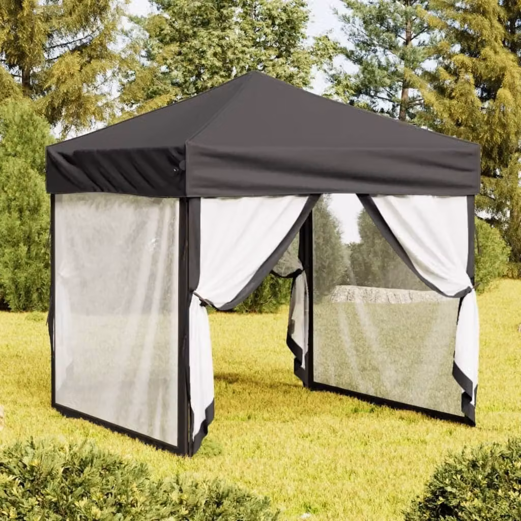 The Living Store Tenda pieghevole per feste con pareti laterali antracite 2x2 m
