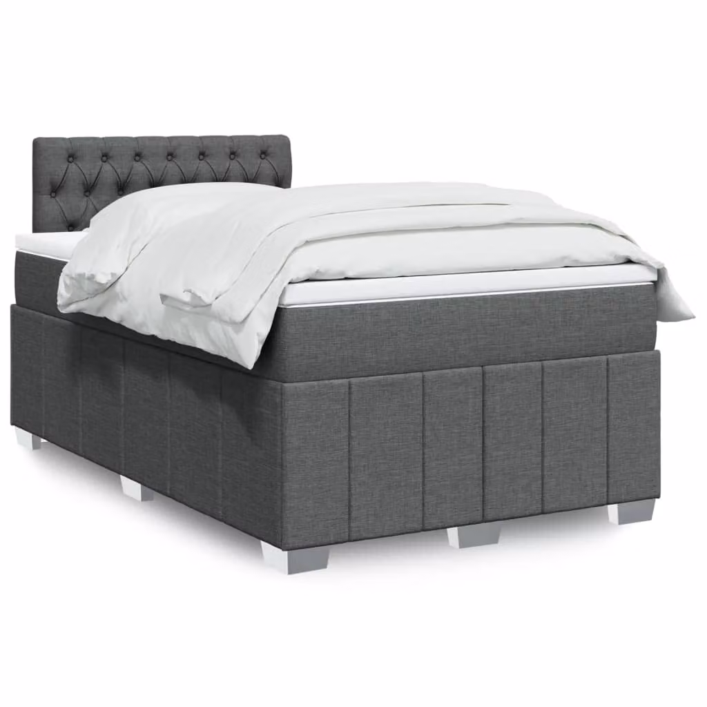 vidaXL Letto Ibrido con Materasso in Tessuto Grigio e Bianco L/P: 120 x 200 cm – 1