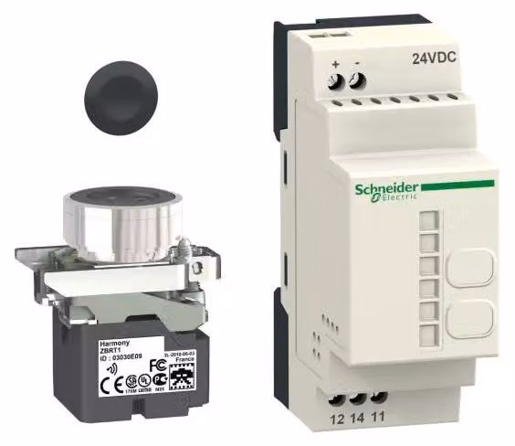 Schneider Electric Combi pack, pulsante radio, ricevitore, non programmabile, metallo, Ø22mm, 24V DC, set di 10 tappi colorati XB4RFB01