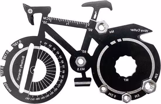 Set multifunzionale per la riparazione delle biciclette - Set di attrezzi portatile, ideale per i viaggi - Apribottiglie - Nero