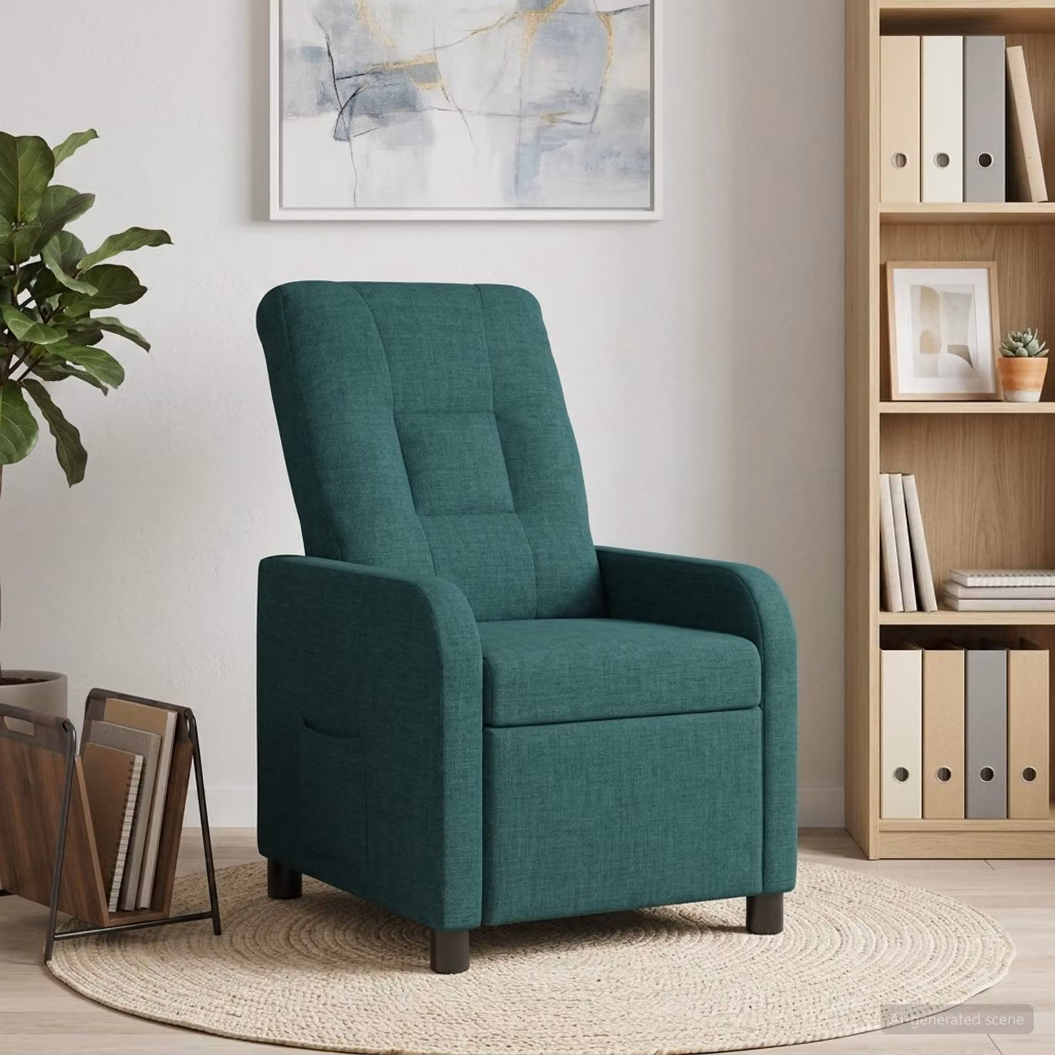 Poltrona reclinabile relax vidaXL in tessuto verde con braccioli e struttura moderna