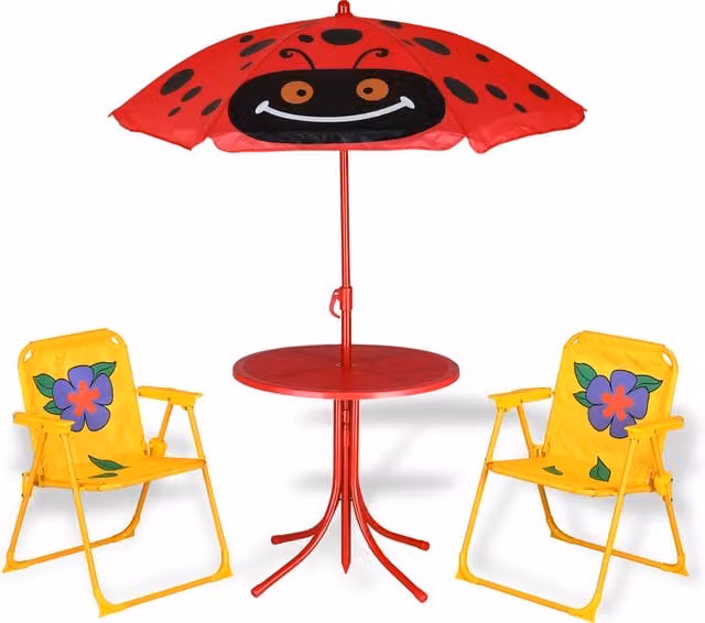Set mobili da giardino per bambini Spielwerk con ombrellone multicolore