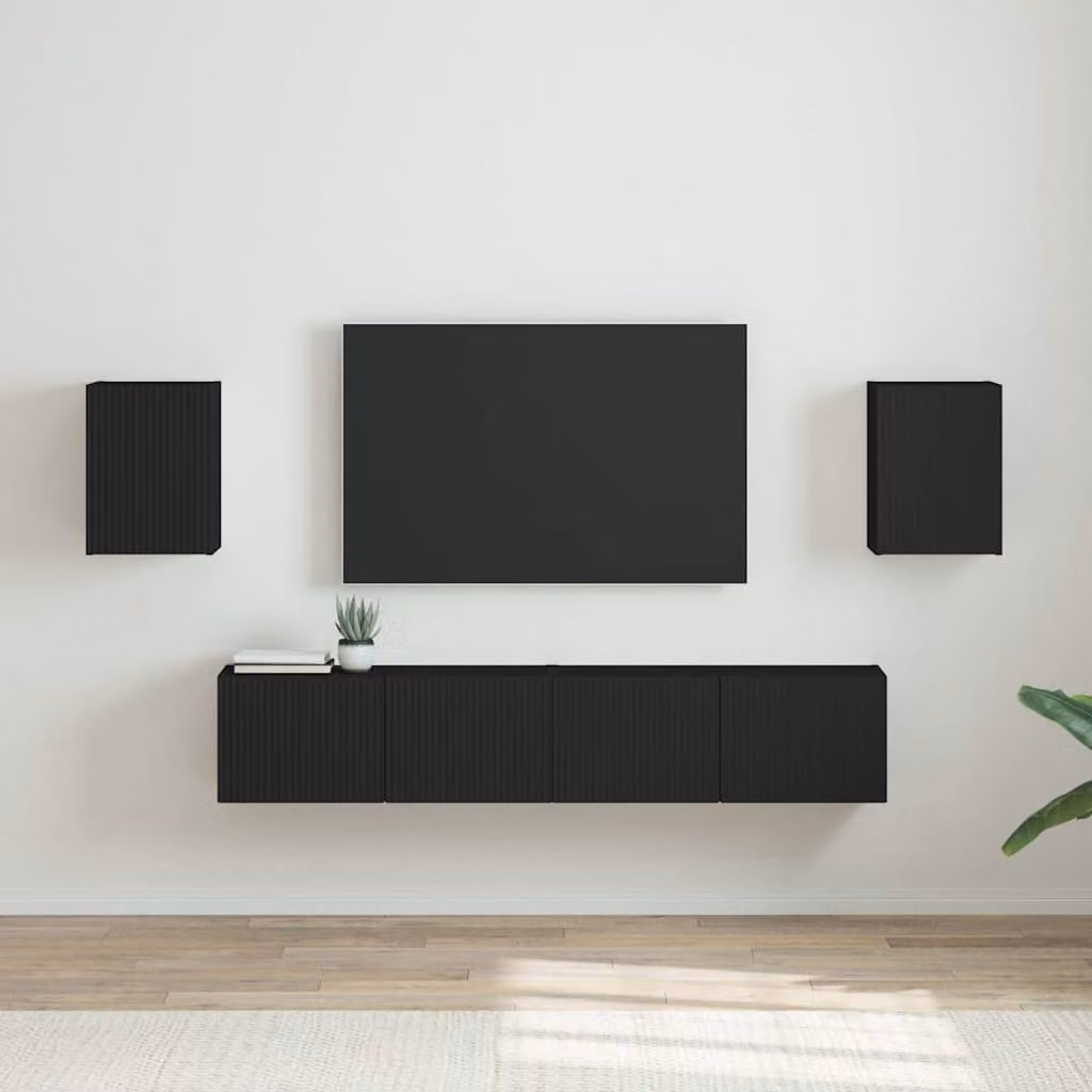 Set di 2 supporti per TV da parete vidaXL in legno MDF nero opaco