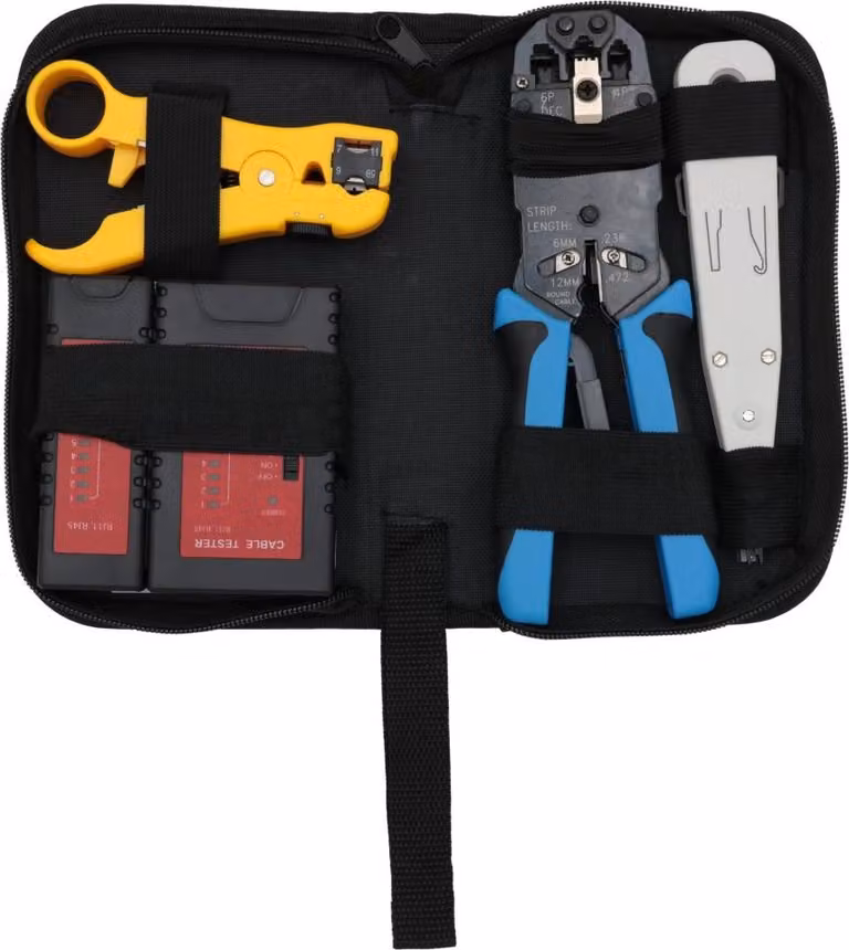 XtendLan Kit LAN II - Pinze a crimpare Profi RJ-45-12-11-10, taglierina/stripper, crimpatrice, tester