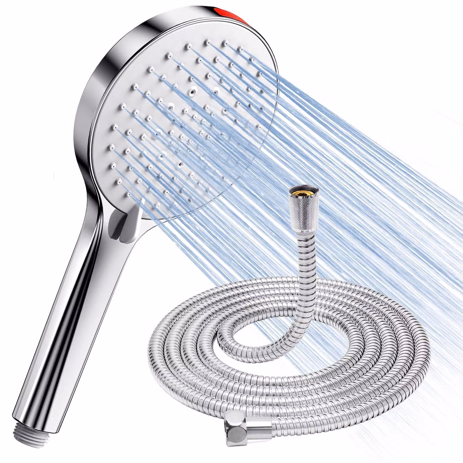 Doccia a basso consumo d'acqua con alta pressione e tubo flessibile