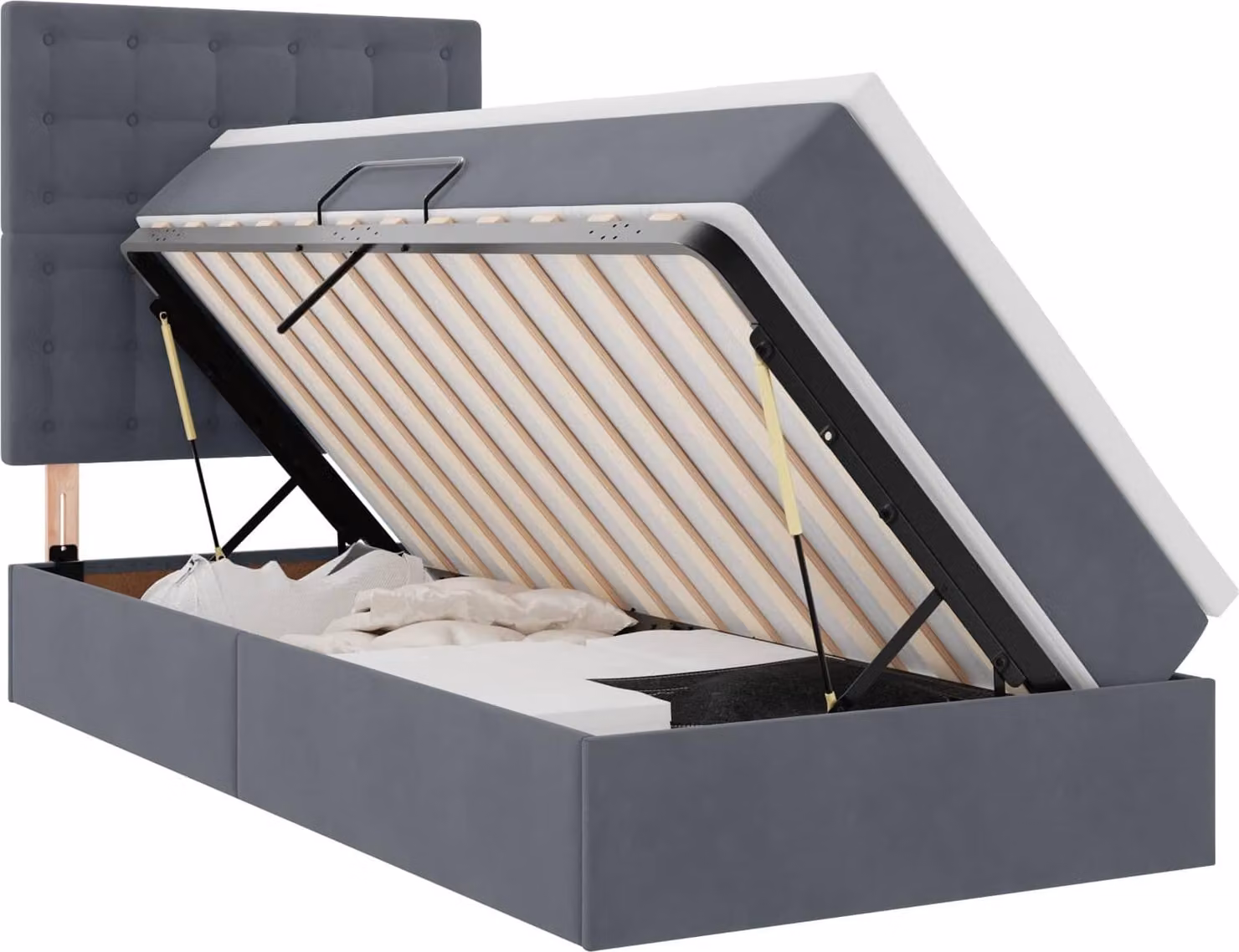 Letto con contenitore LED e materasso Grigio Scuro 90 x 200 cm