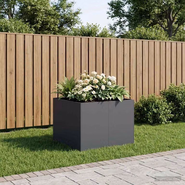 vidaXL Vaso da giardino in metallo Antracite L: 80 cm, P: 80 cm, H: 60 cm