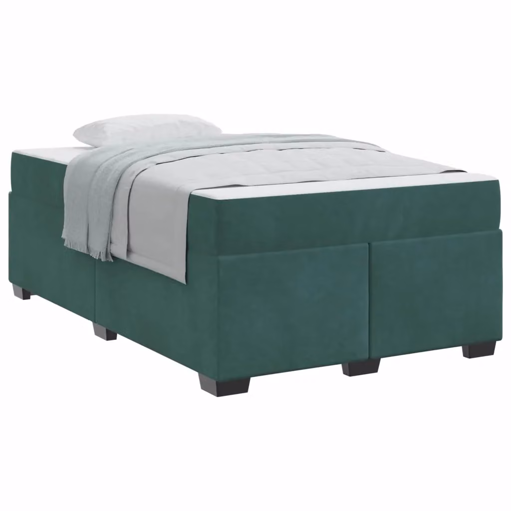 Struttura del letto moderna vidaXL in tessuto verde con legno e MDF, L/P/H: 120 x 200 x 66 cm – 2