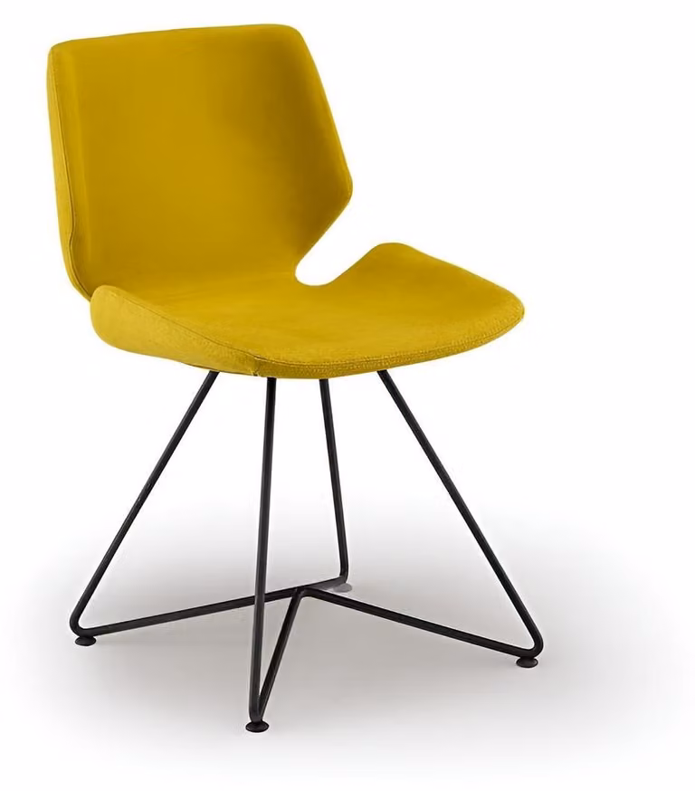 Gelber Sitzstuhl Moderner Metallgestell Esszimmer Polsterstühle
