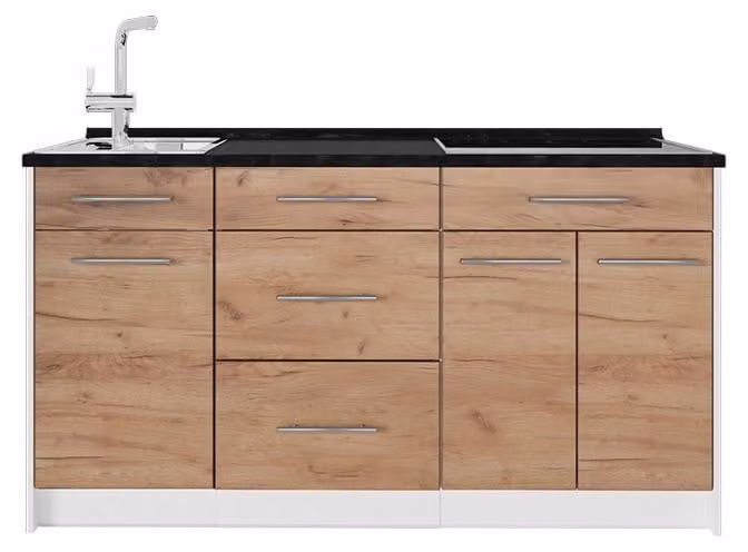 Cucine componibili piccole Vicco Fame-Line Rovere dorato/Bianco 150 cm senza piano di lavoro, Model 62789