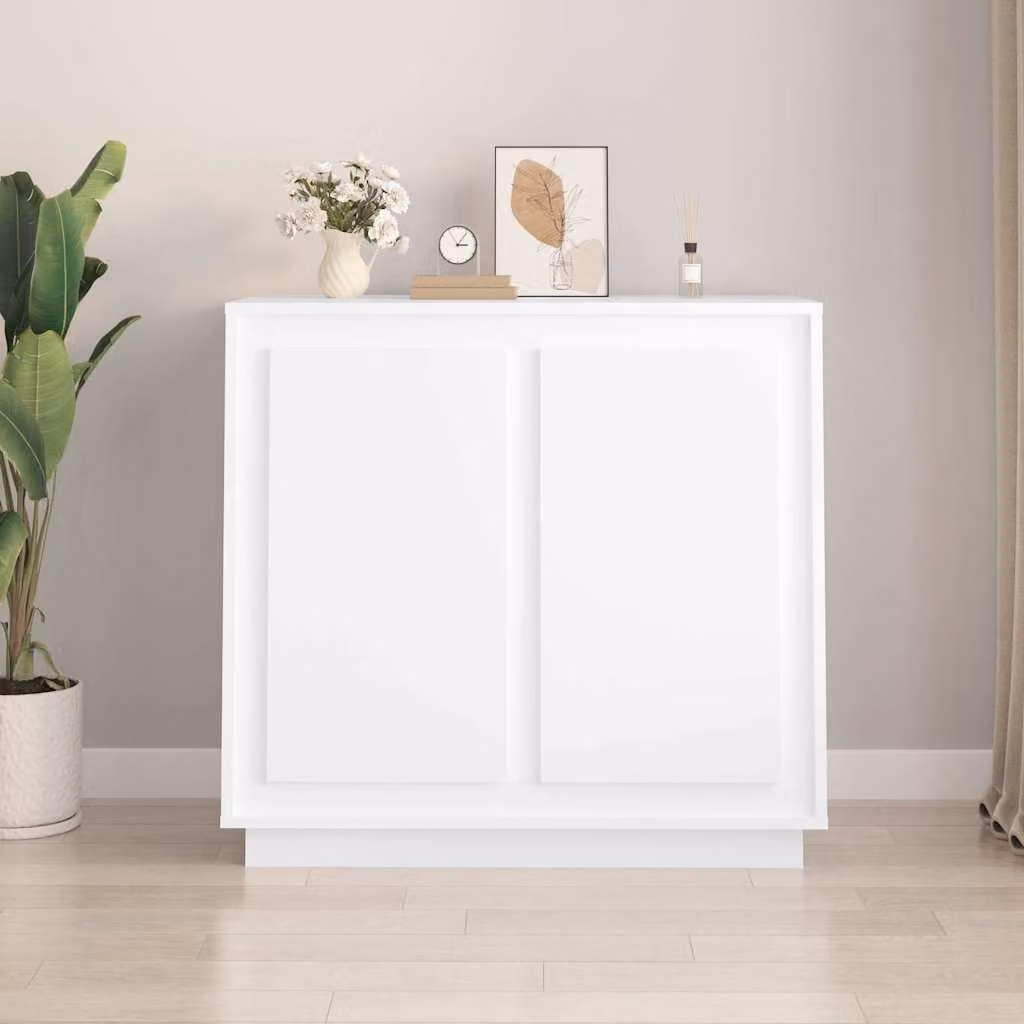 Credenza bianca vidaXL in legno multistrato e MDF, L 80 cm x P 34 cm x H 75 cm