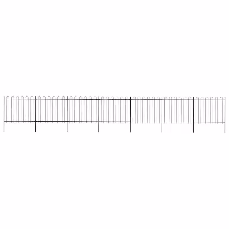 Recinzione da giardino vidaXL in acciaio con parte superiore ad anello, colore nero, L: 1172 cm, H: 150 cm