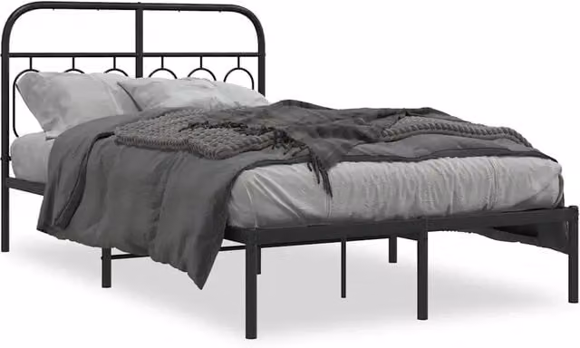 Letto matrimoniale con testiera in metallo nero L/P: 120 x 200 cm – 1