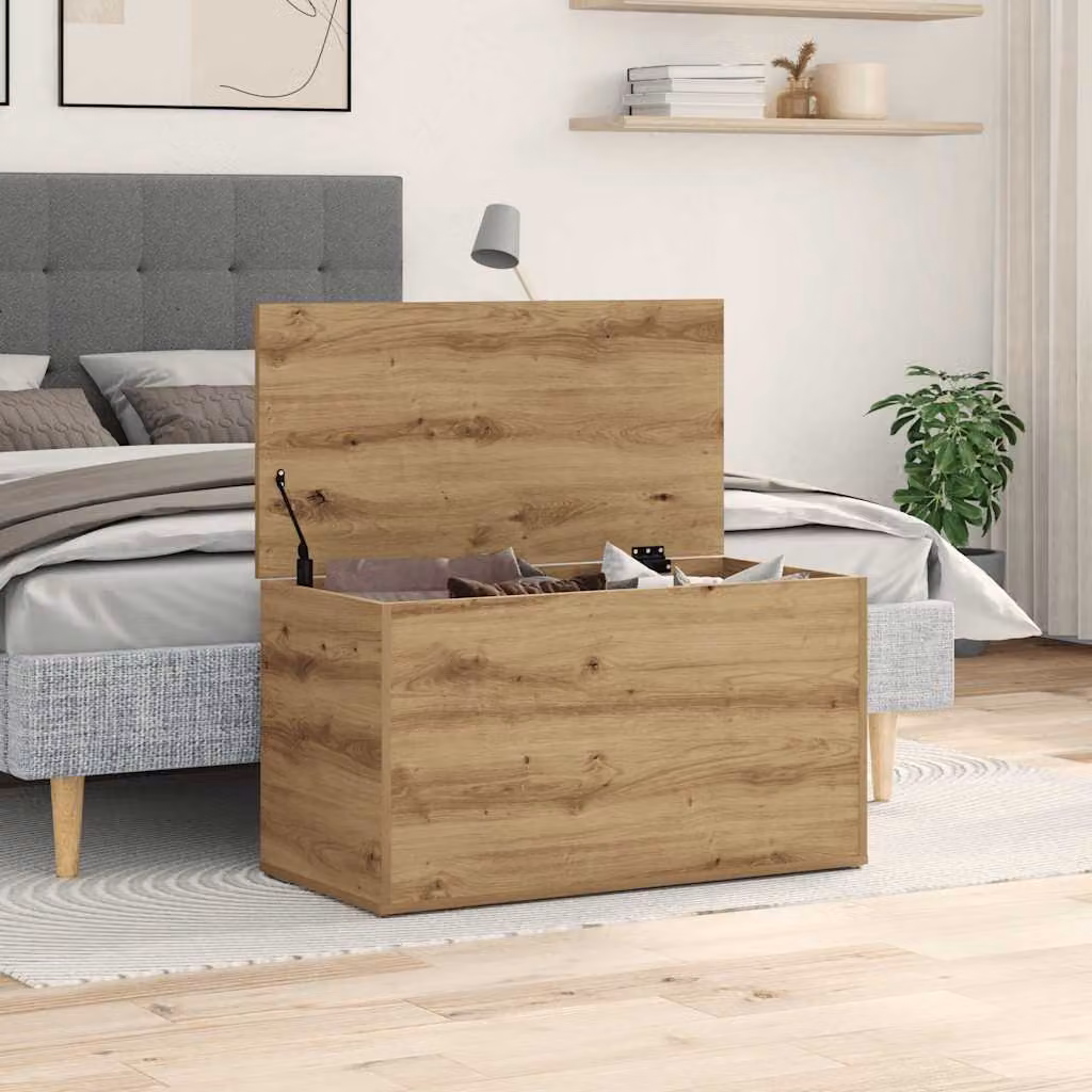 Cassapanca artigianale vidaXL in legno MDF color rovere, L: 84 cm, P: 42 cm, H: 46 cm