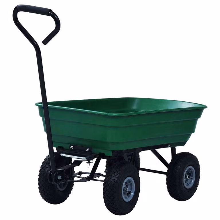 Carrello Manuale Ribaltabile da Giardino 300 kg 75 L Verde