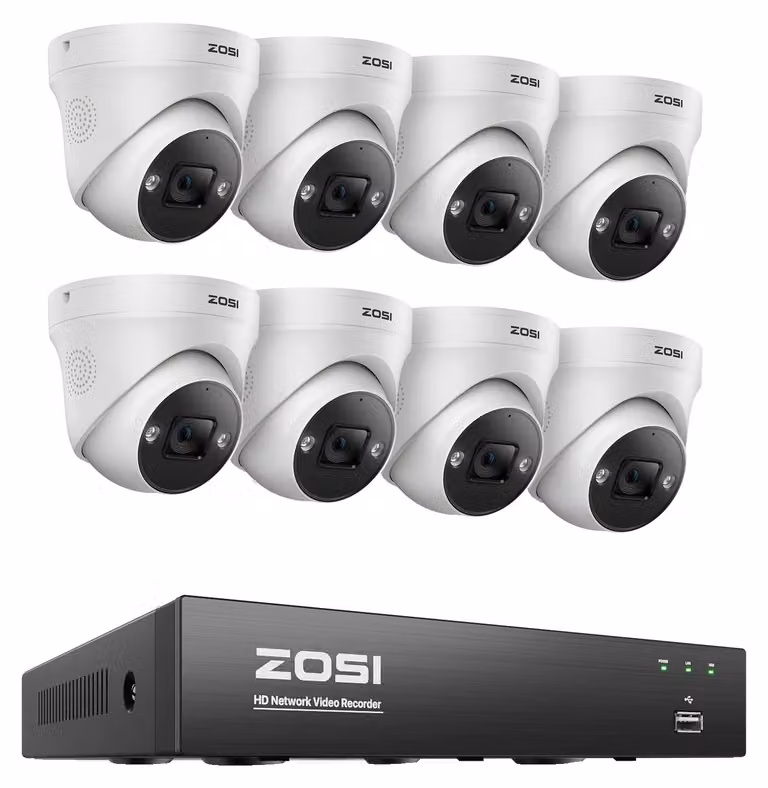 Sistema di telecamere di sicurezza CCTV, risoluzione 4K, funzioni di rilevamento avanzate, 5 megapixel, 8 telecamere. Nessuno