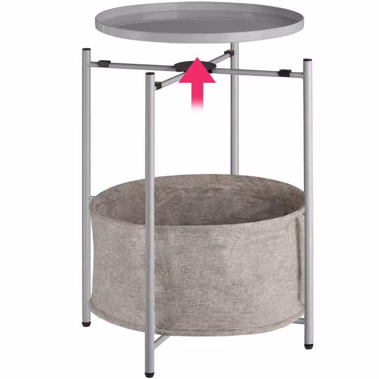 Tavolino rotondo Canterbury tectake grigio con meccanismo a sollevamento L/P/H: 45,5 x 45,5 x 53 cm