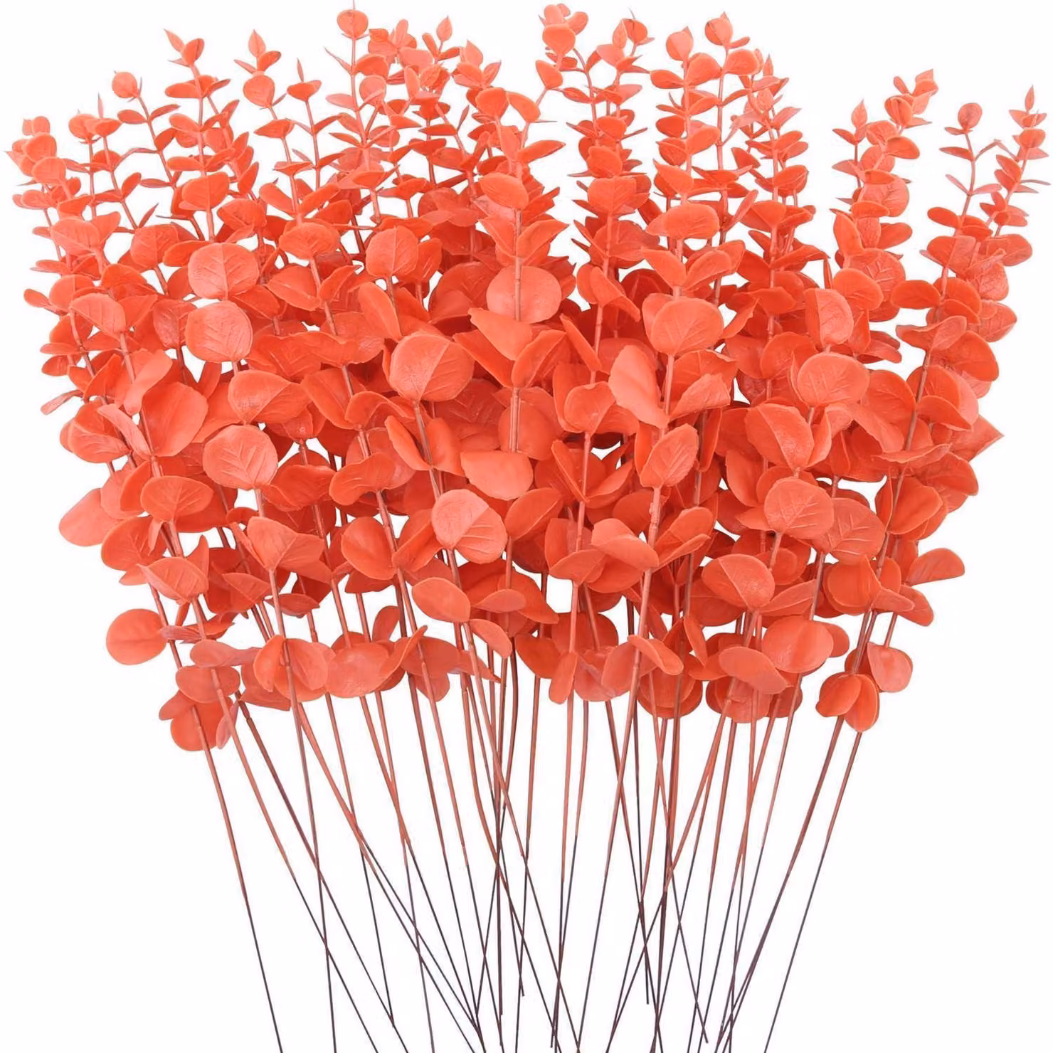 Rami di eucalipto artificiali, color arancione, confezione da 36 pezzi, lunghezza 38,1 cm