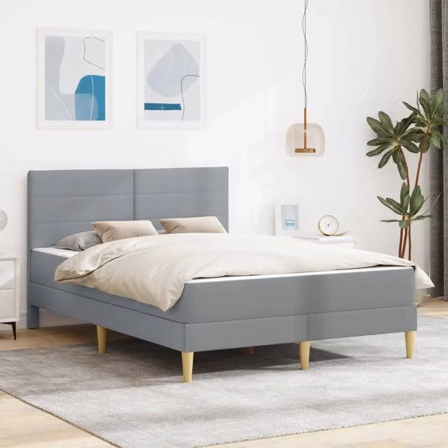Struttura letto imbottita moderna vidaXL in poliestere grigio L/P/H: 200 x 140 x 85,9 cm