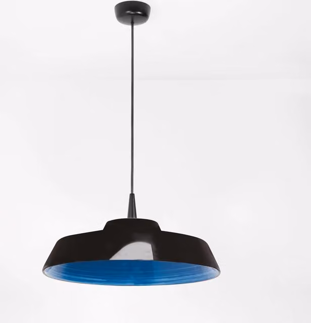 Circus Black Lampada a Sospensione LED 3000K Ceramica Blu, Design Artigianale Italiano, Dimmerabile TRIAC, Diametro 35cm, Altezza Totale 300cm