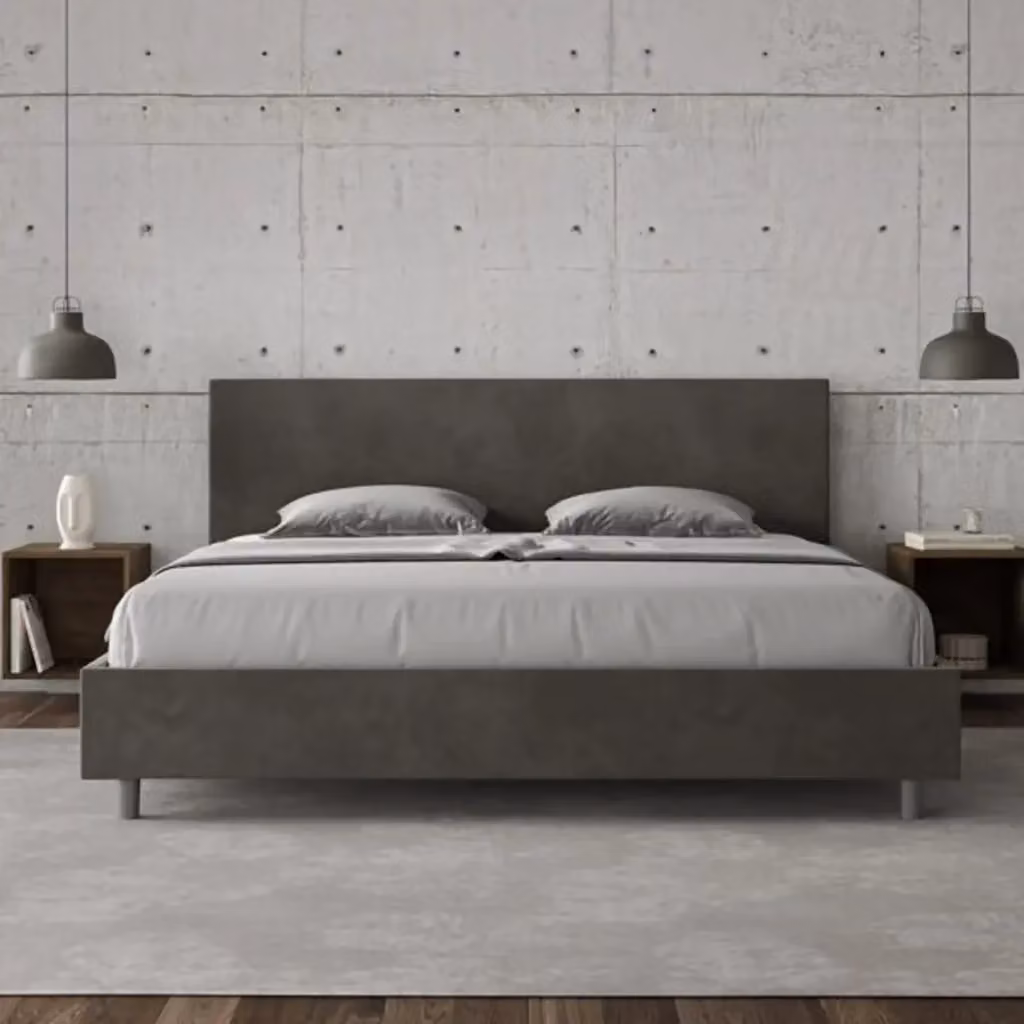 Letto contenitore imbottito Adele Ityhome in microfibra grigio L: 160 cm, P: 202 cm, H: 106 cm – 2