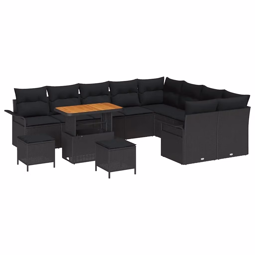 Set Divano da Giardino vidaXL 12 posti in Rattan e Legno di Acacia Nero – 2