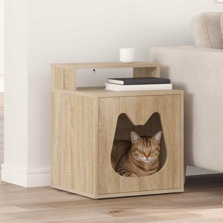 Casa per Gatti vidaXL in Legno Ingegnerizzato, Colore Marrone e Beige, L 42,5 x P 40 x H 53,5 cm