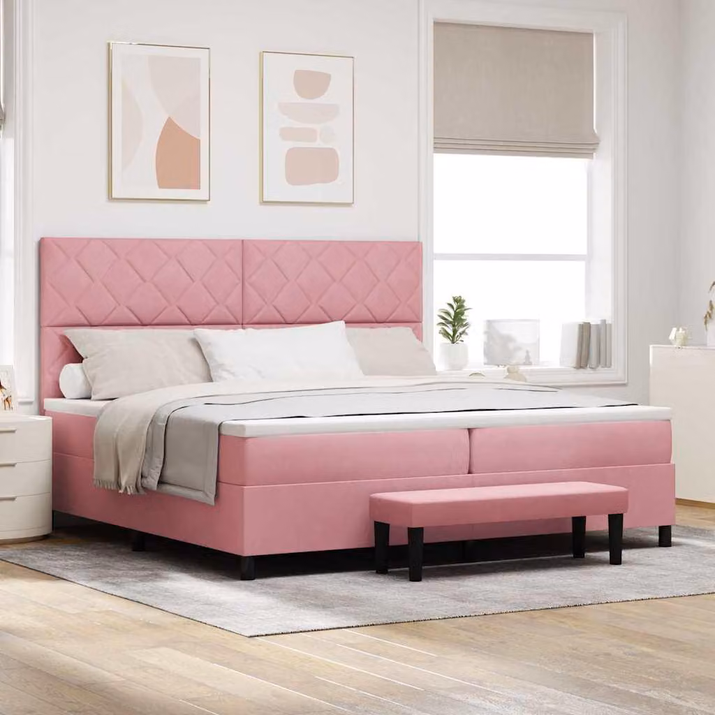 Maison Exclusive - Letto boxspring con testiera Rosa 200 x 200 cm in velluto